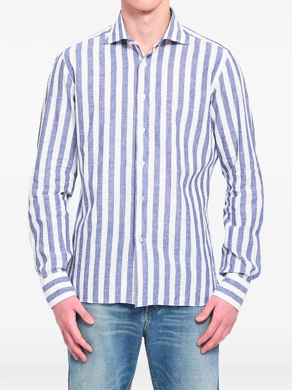 BORRIELLO NAPOLI striped button shirt - Blu