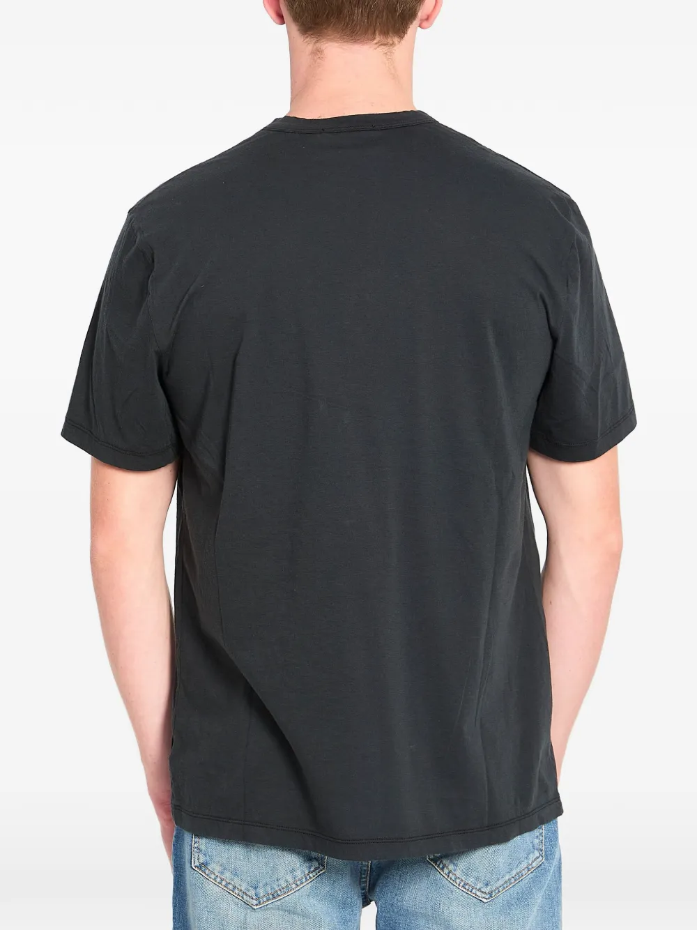 Ribbed Crew Neck Cotton T-Shirt