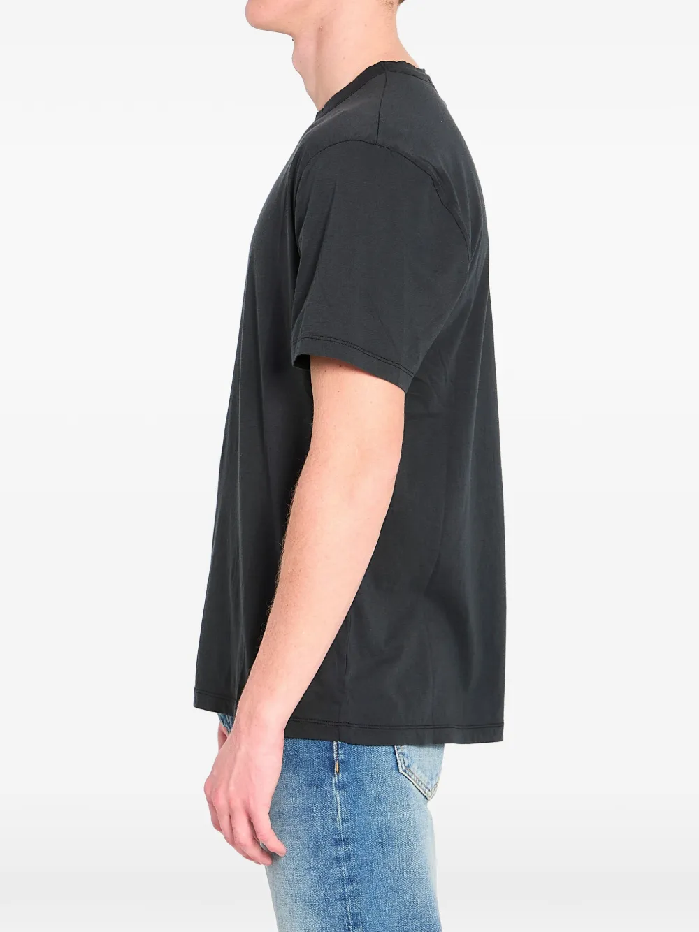 Ribbed Crew Neck Cotton T-Shirt