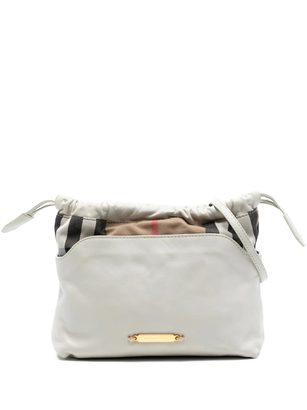 Burberry Pre-Owned 2000-2017 House Check Canvas and Calfskin Little Crush crossbody bag - White