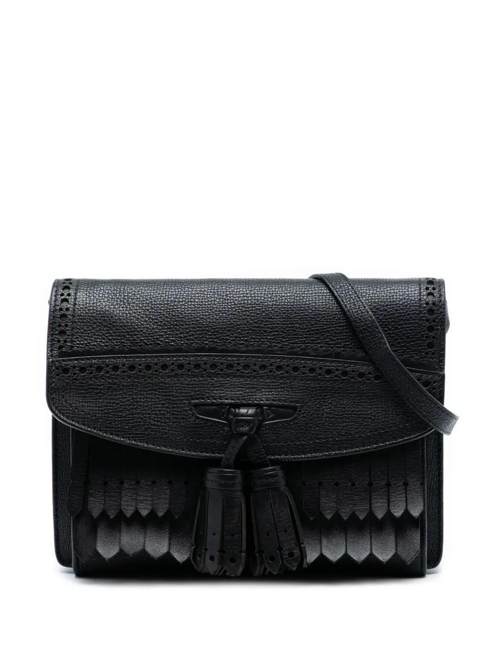Burberry Pre-Owned 2000-2017 Small Grainy Calfskin Broguing Tassel Macken crossbody bag - Nero