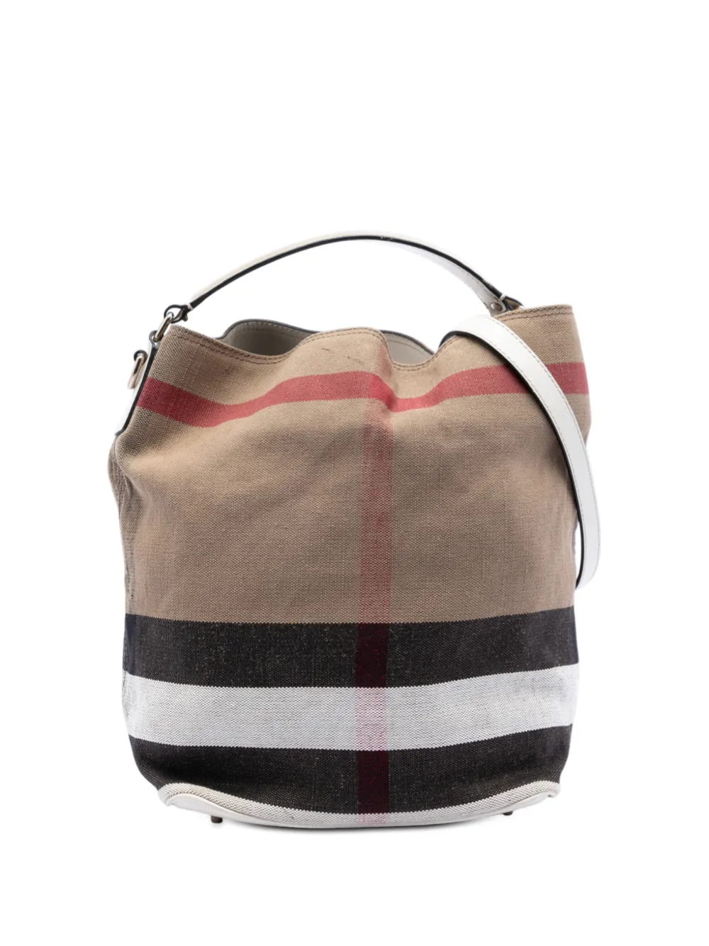Burberry Pre-Owned 2000-2017 Medium Mega Check Canvas Ashby Bucket Bag satchel - Marrone