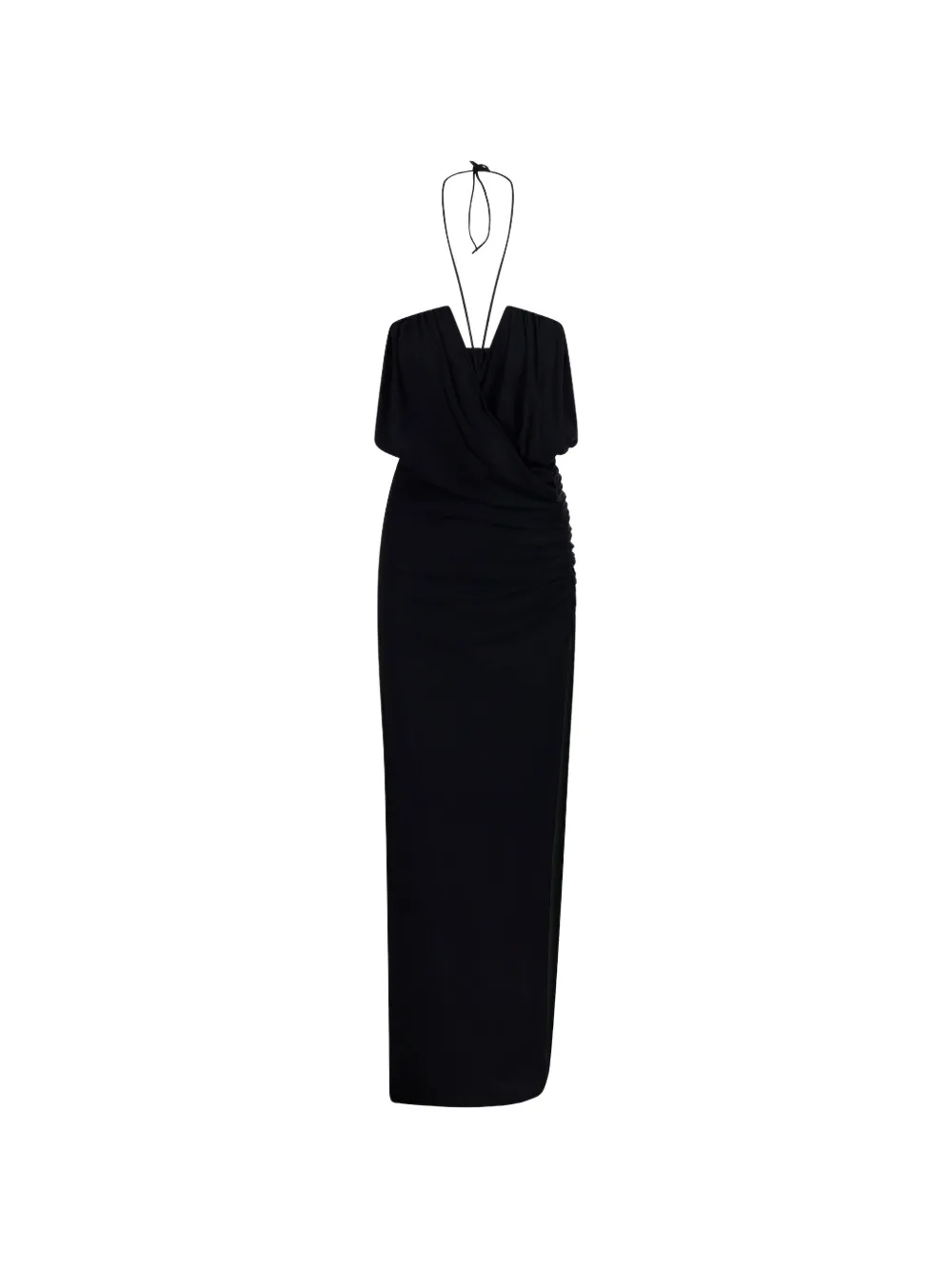 Amazuìn Halterneck Ruched Dress In Black