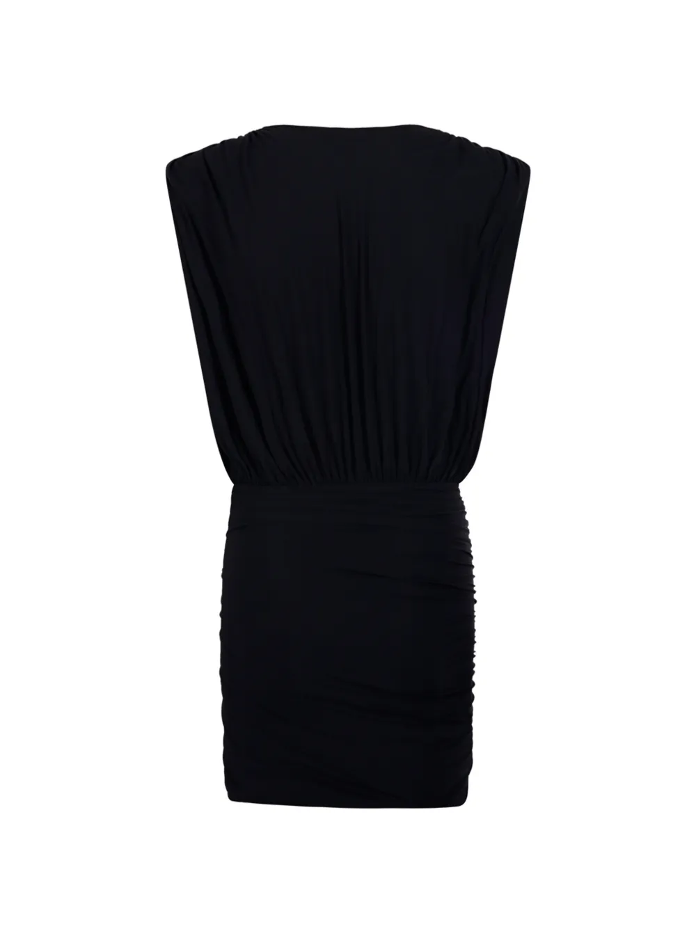  Amazuìn Candice Draped V-neck Mini Dress - Black 