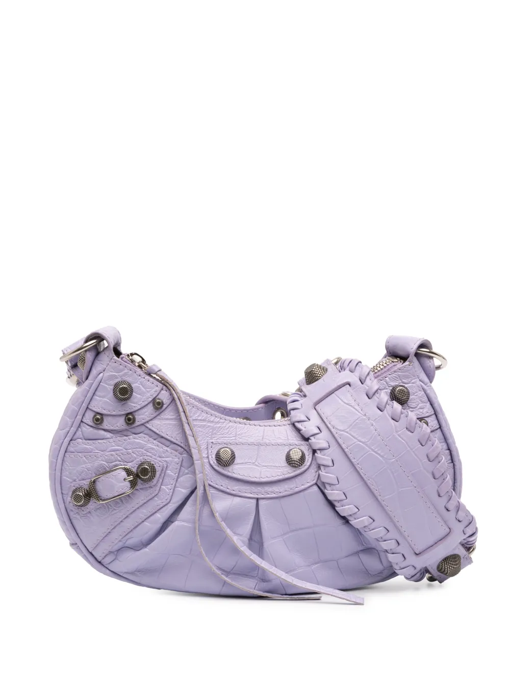 Balenciaga Pre-Owned 2021-2022 Croc Embossed Leather Motocross Le Cagole XS crossbody bag - Viola