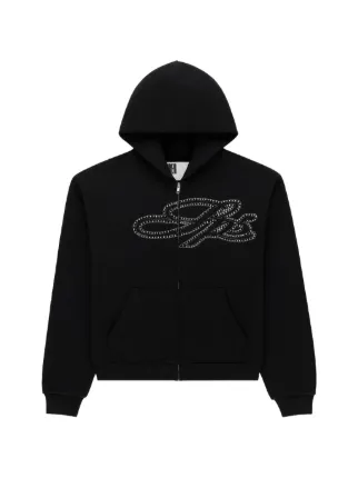 Grape Rhinestone Sp5der SP5DER rhinestone-embellished Hoodie | Black | FARFETCH
