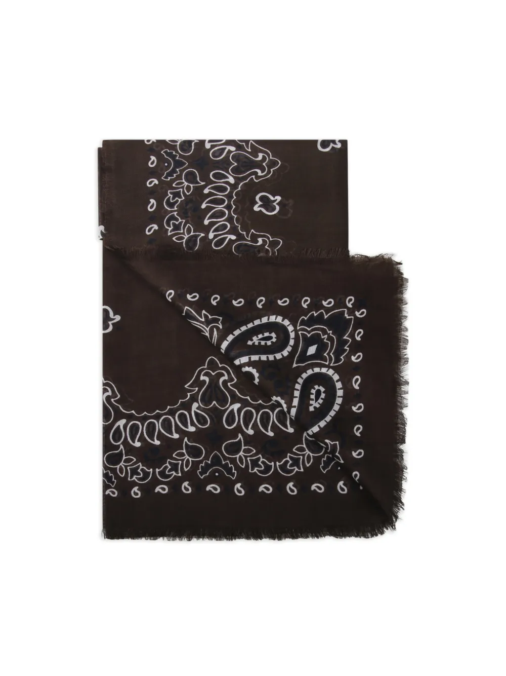  Beyou Paisley Fringed Scarf - Brown 