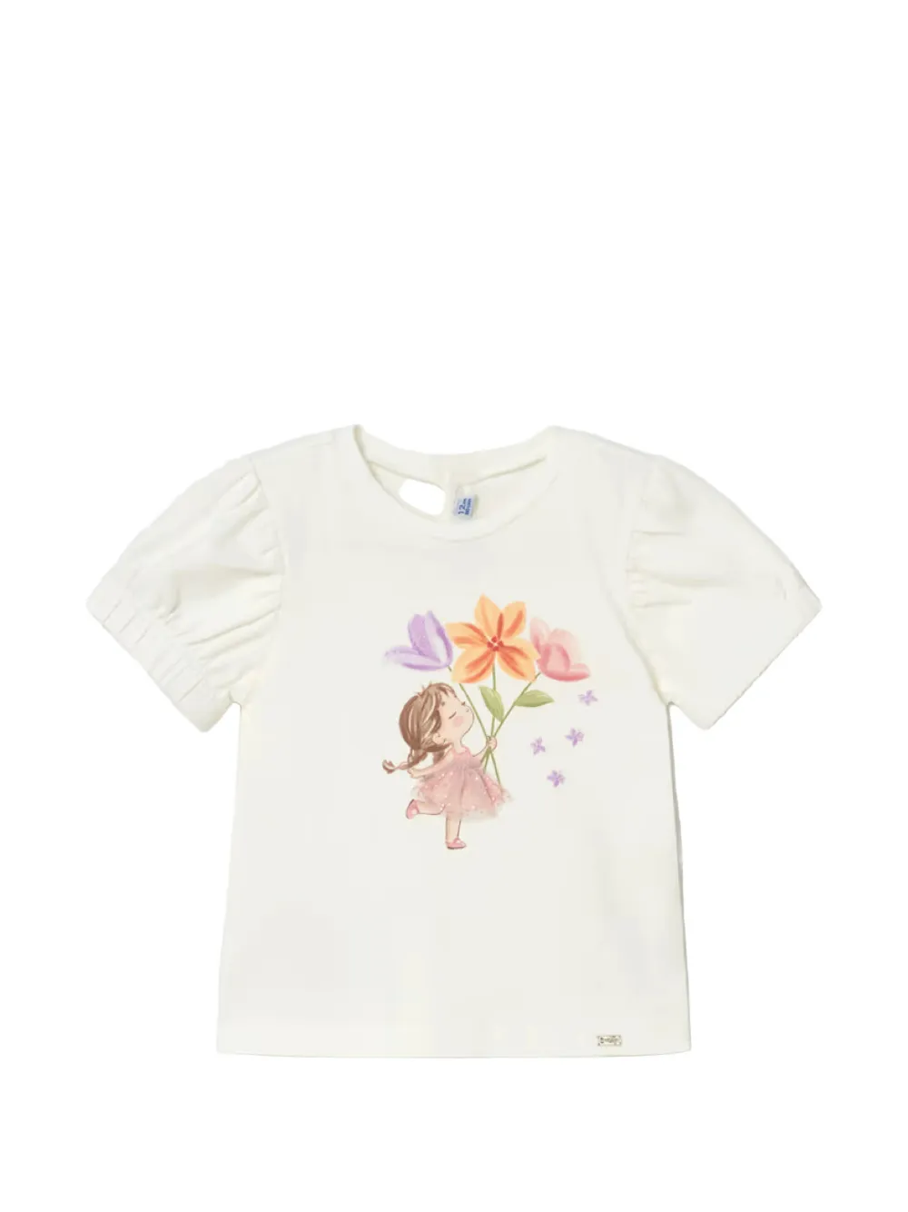Mayoral doll-print puff-sleeve T-shirt - Bianco