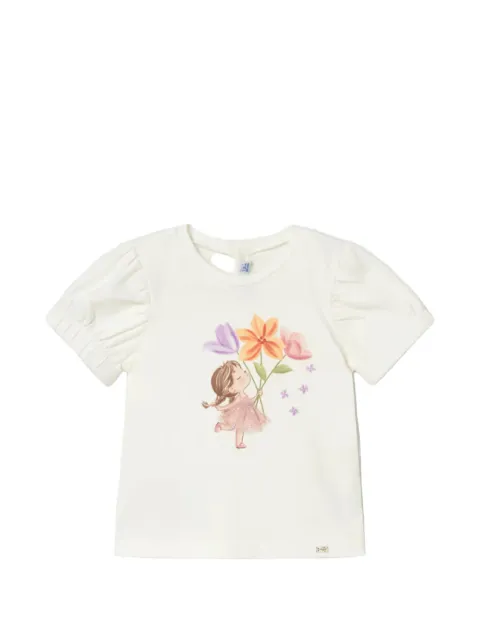 Mayoral doll-print puff-sleeve T-shirt