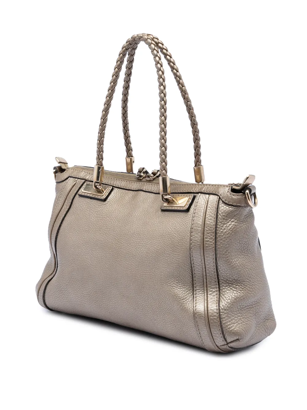  Gucci Pre-owned 2016-2025 Metallic Pebbled Calfskin Bella Satchel - Gold 