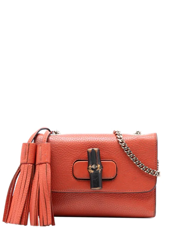 Gucci Pre-owned 2016-2026 Small Leather Miss Bamboo Crossbody Bag in Orange