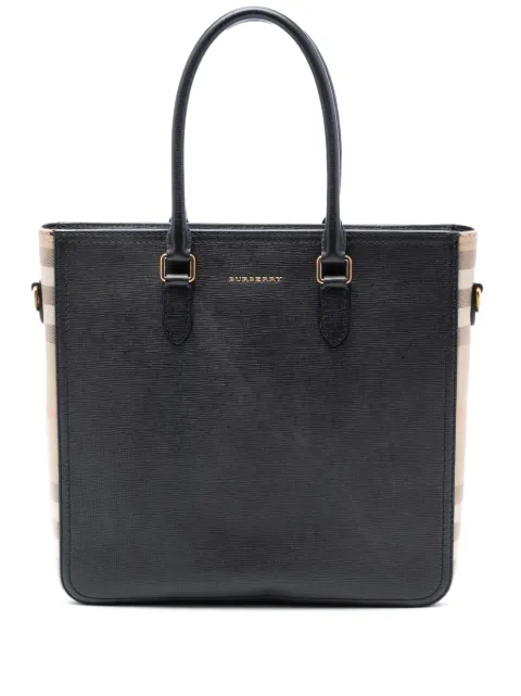 Burberry Pre-Owned 2000-2017 레더 앤 메가 체크 캔버스 반웰 토트 사첼 백