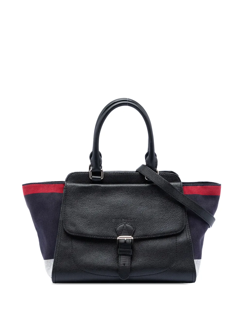 Burberry Pre-Owned 2000-2017 Leather and Mega Check Canvas Harcourt satchel - Blu