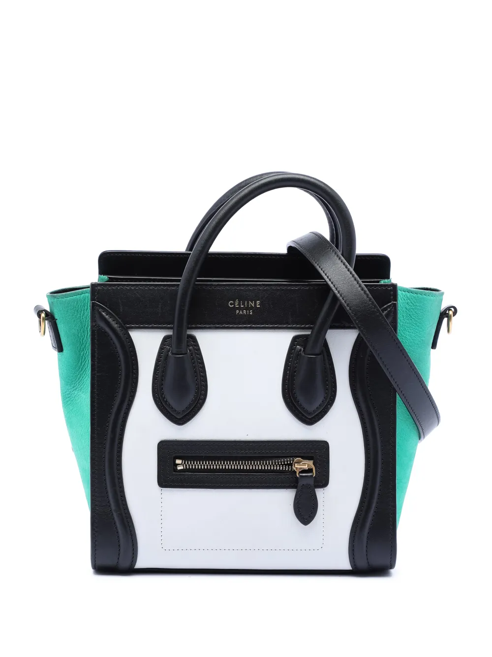 Celine Pre-Owned 2015 Nano Tricolor Leather Luggage Tote satchel - Bianco