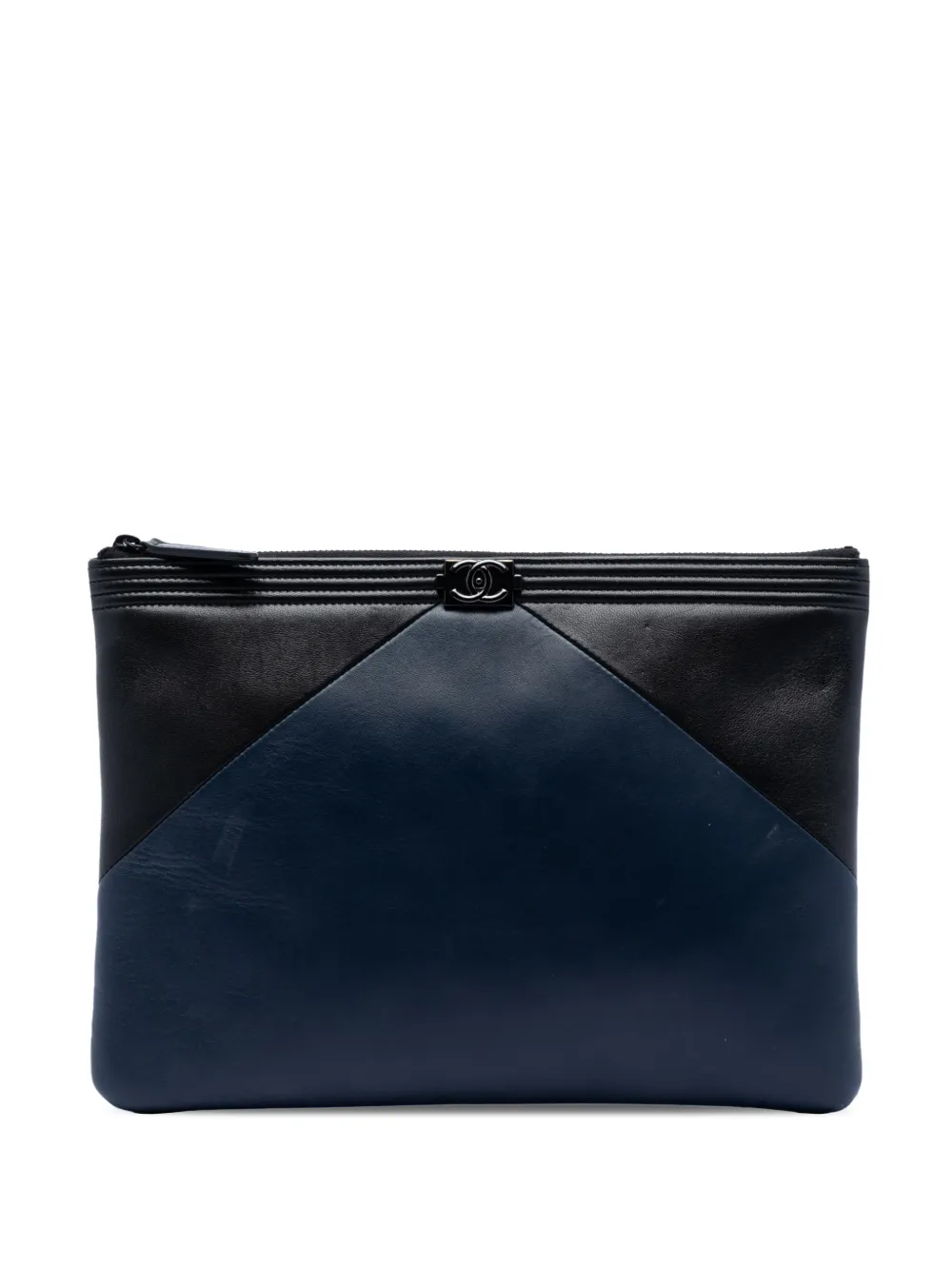 CHANEL Pre-Owned 2017-2018 Medium Bicolor Lambskin Boy O Case clutch bag - Blu