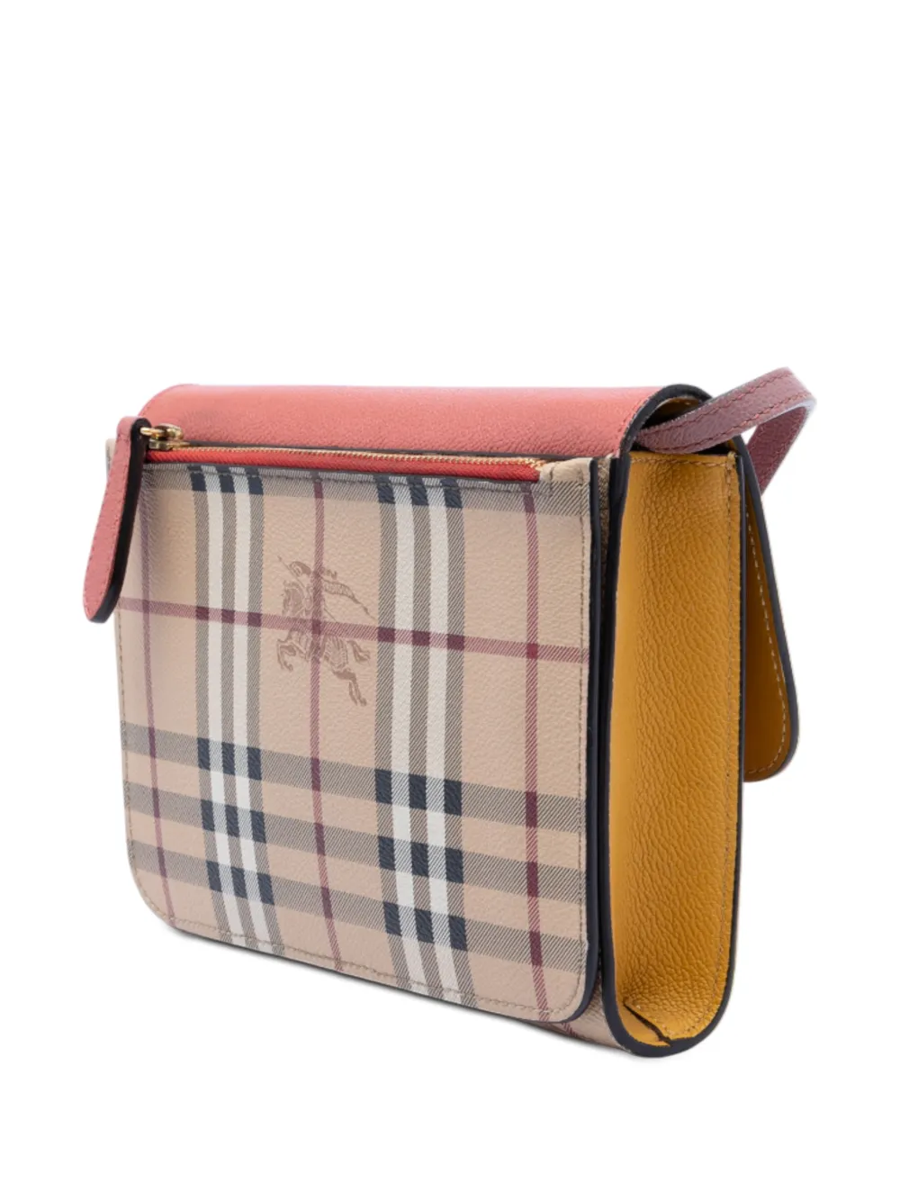  Burberry Pre-owned 2000-2017 Haymarket Check Coated Canvas And Calfskin Loxley Crossbody Bag - Brown 