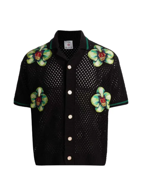 Casablanca floral open knit shirt