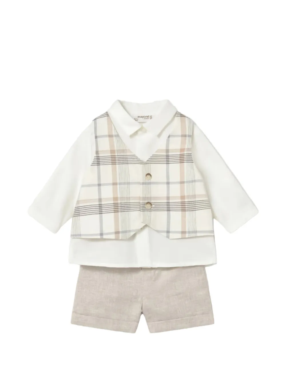 Mayoral checked shorts set (set of three) - White