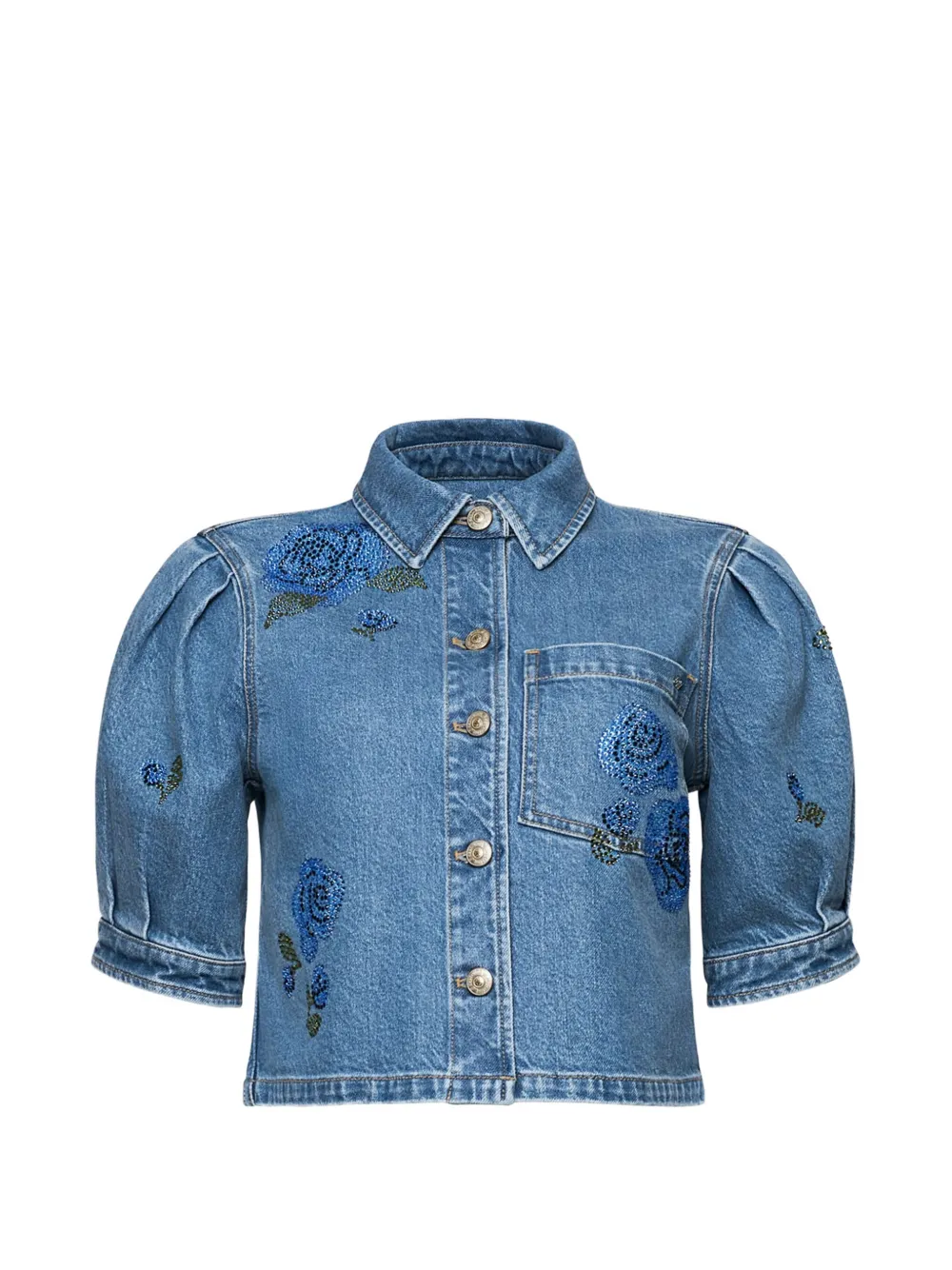 Cinq A Sept Halsie puff-sleeved denim shirt - Blu