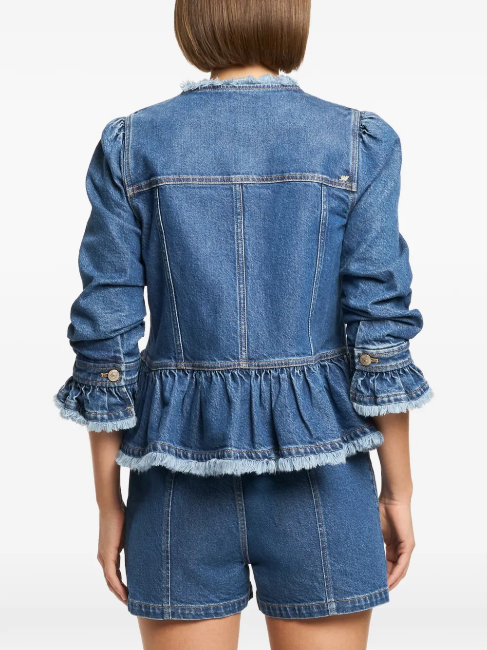 Cinq A Sept Frieda denim jack met peplum-design Blauw