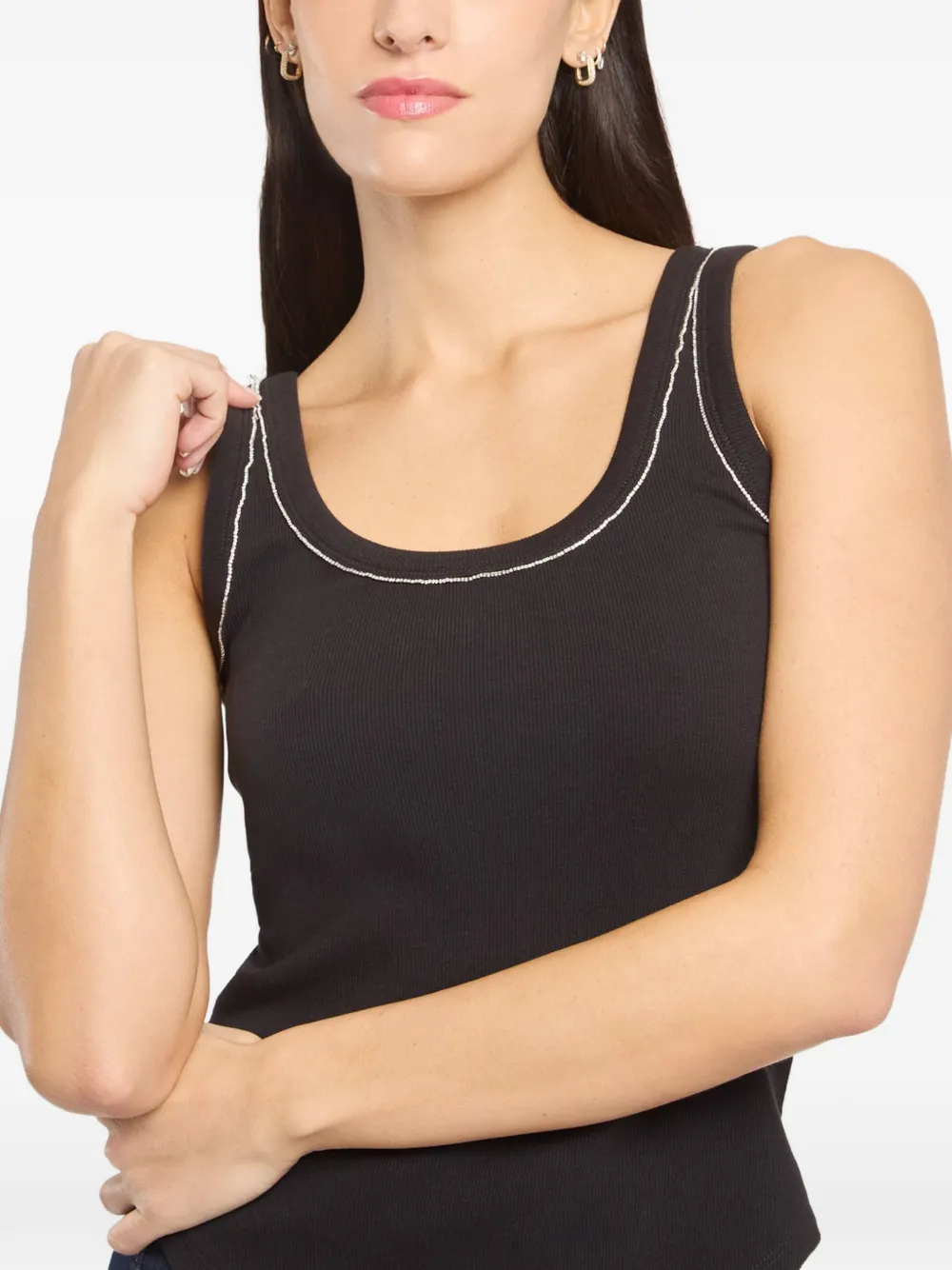 Cinq A Sept Quenta verfraaide tanktop Zwart