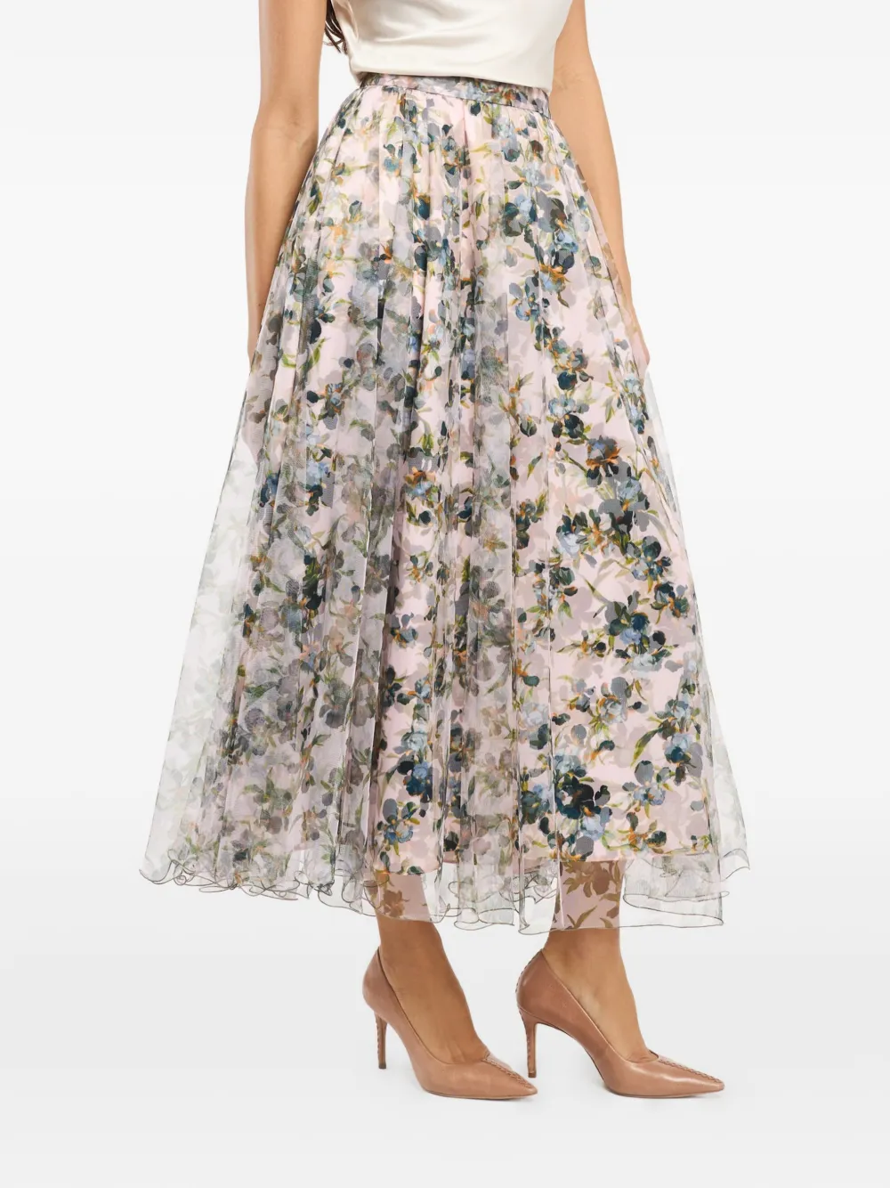 Cinq A Sept Sofia midi-rok met bloemenprint Roze