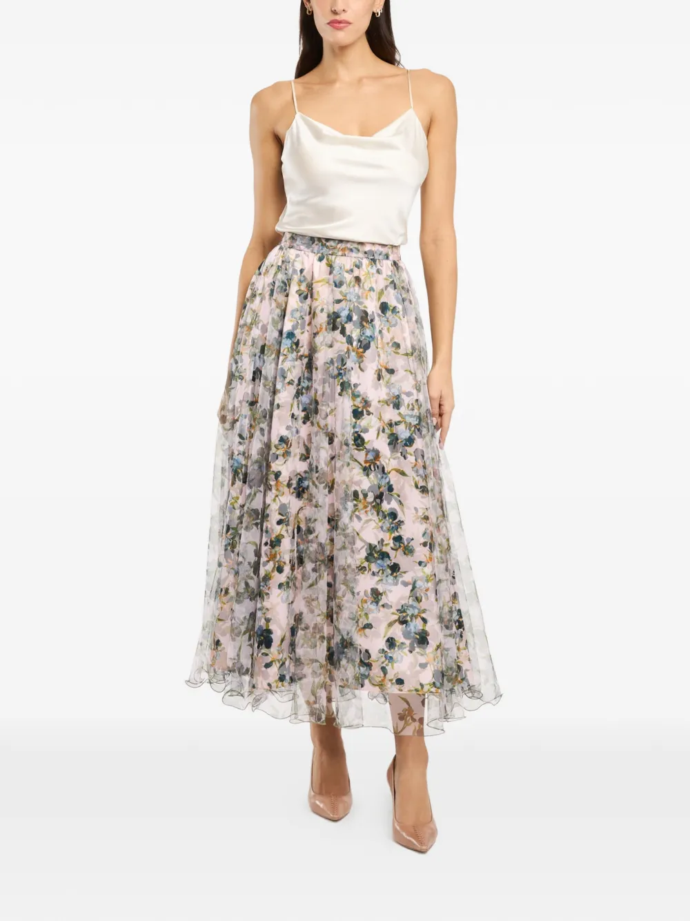  Cinq A Sept Sofia Floral Midi Skirt - Pink 