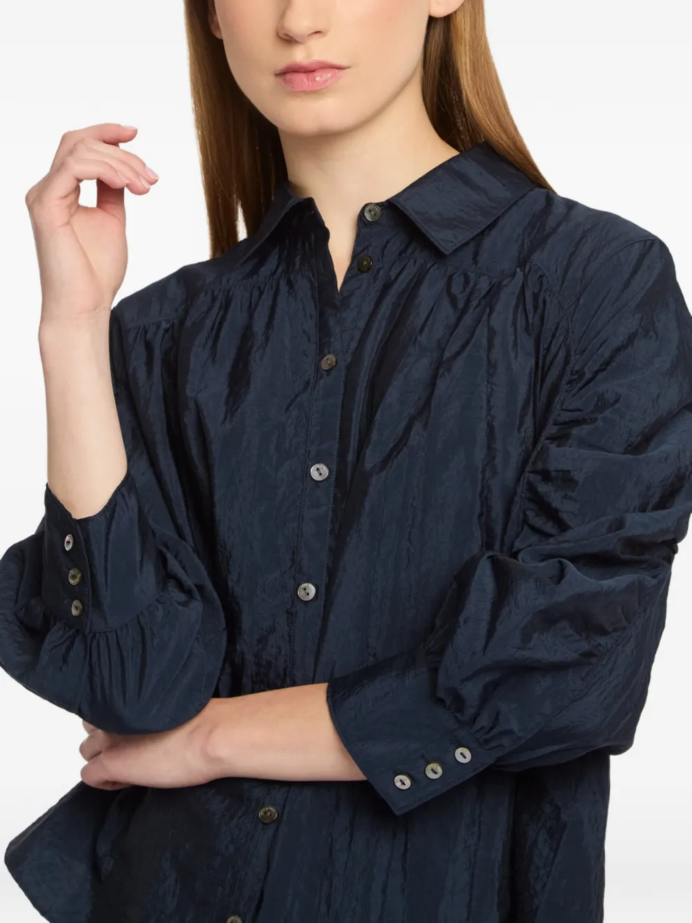 Cinq A Sept Lazo blouse met ruches Blauw