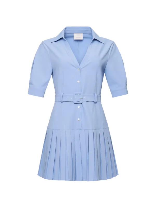 cinq a sept light blue dress Cinq A Sept Moriah Pleated Belted Mini Dress | Blue