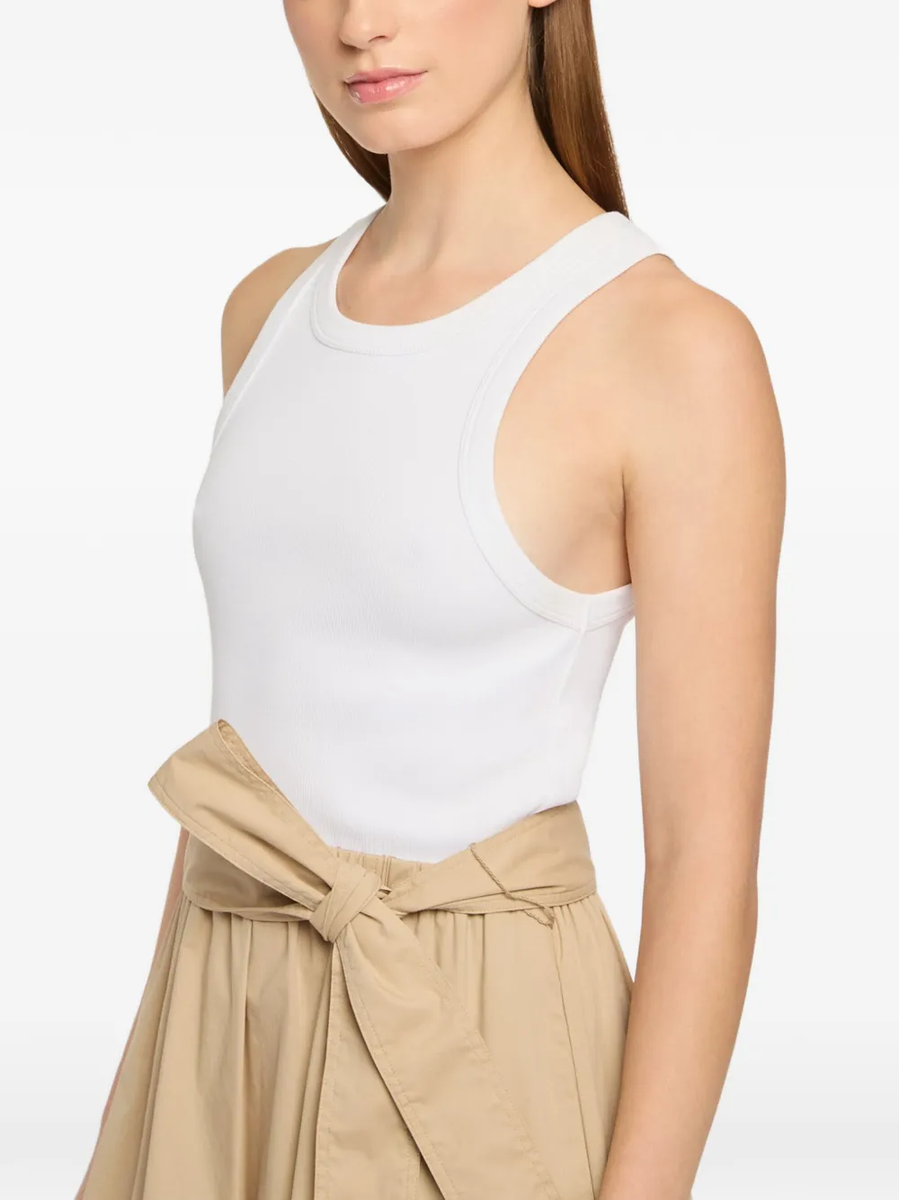 Cinq A Sept Zayla midi-jurk met gestrikte taille en ruches Beige