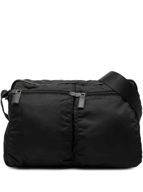 Prada Pre-Owned 2000-2013 Saffiano Trimmed Tessuto Double Zip crossbody bag