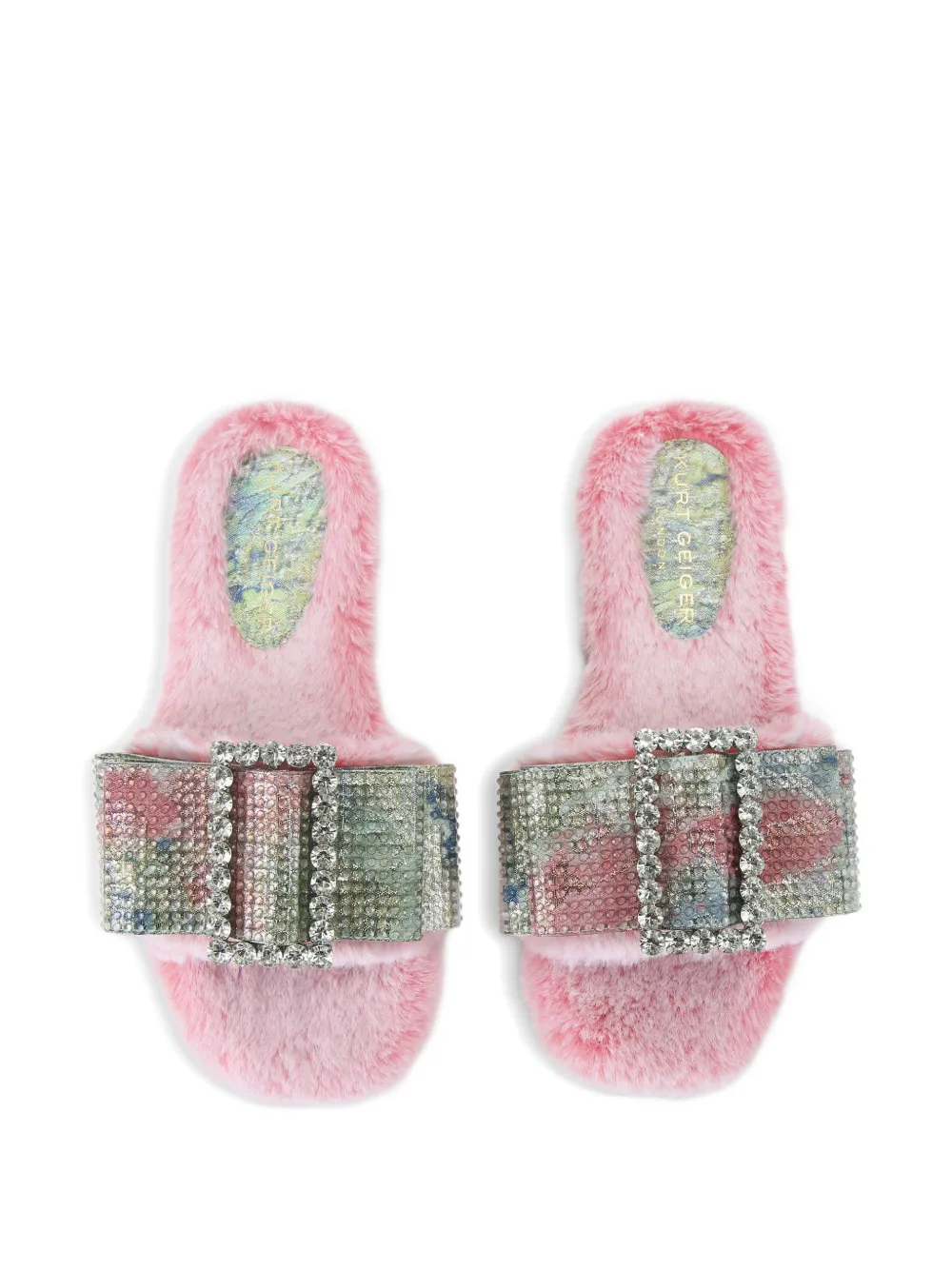 Kurt Geiger London Slippers met kristallen en strik Roze