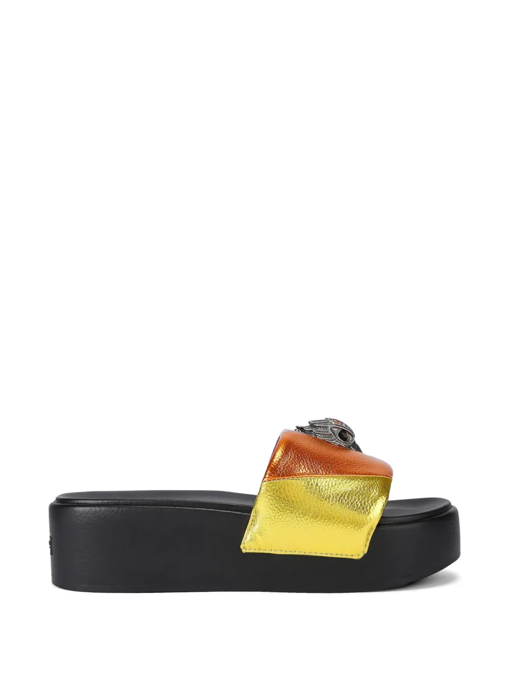 Kurt Geiger London Meena gestreepte sandalen met plateauzool en kristallen Zwart