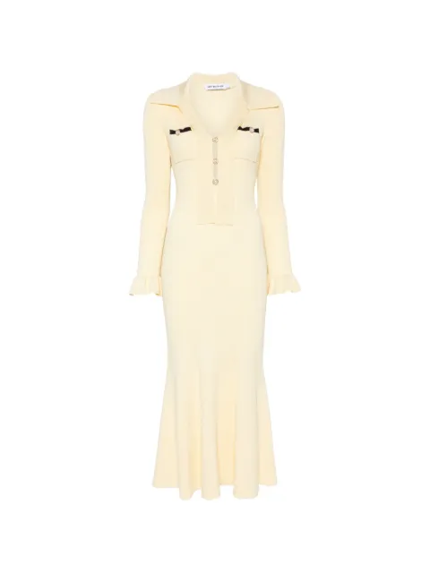 Self-Portrait ruffled ribbed-knit midi dress