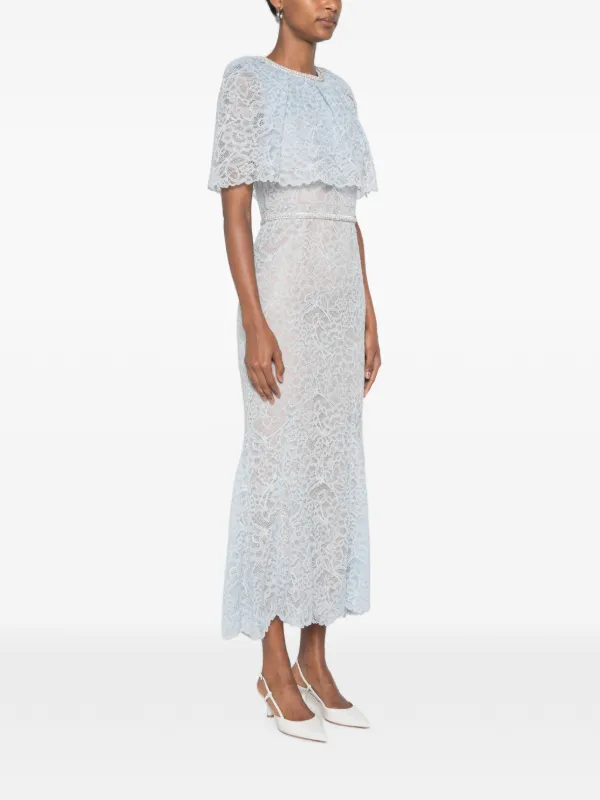 self-portrait embellished lace midi dress Lace Insert Midi Dress