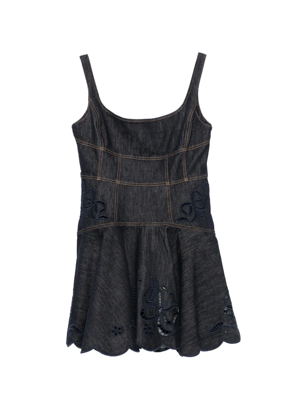 Self-Portrait bow-embroidered mini dress - Blue