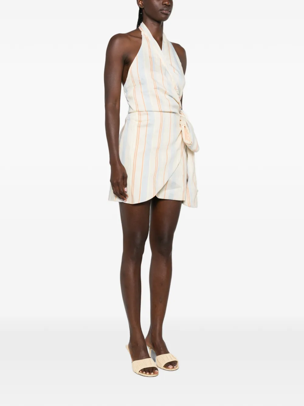 SIR. Pernille mini-jurk met wikkelhals Beige
