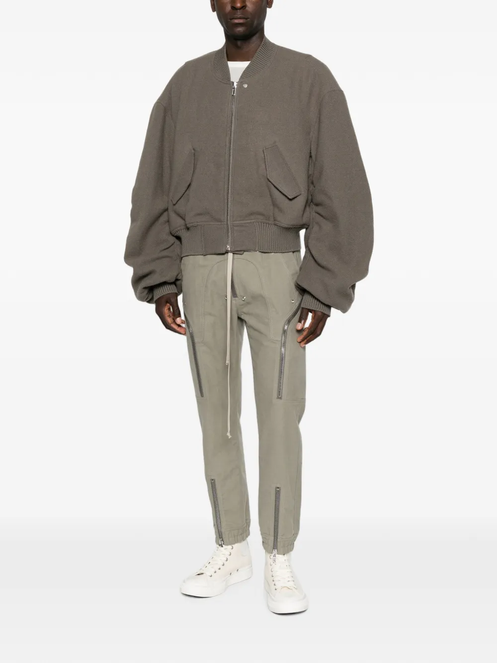 Rick Owens Tower Secchia bomberjack van wol Grijs