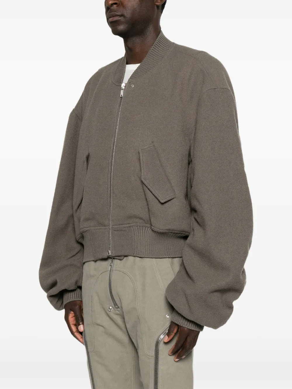 Rick Owens Tower Secchia bomberjack van wol Grijs