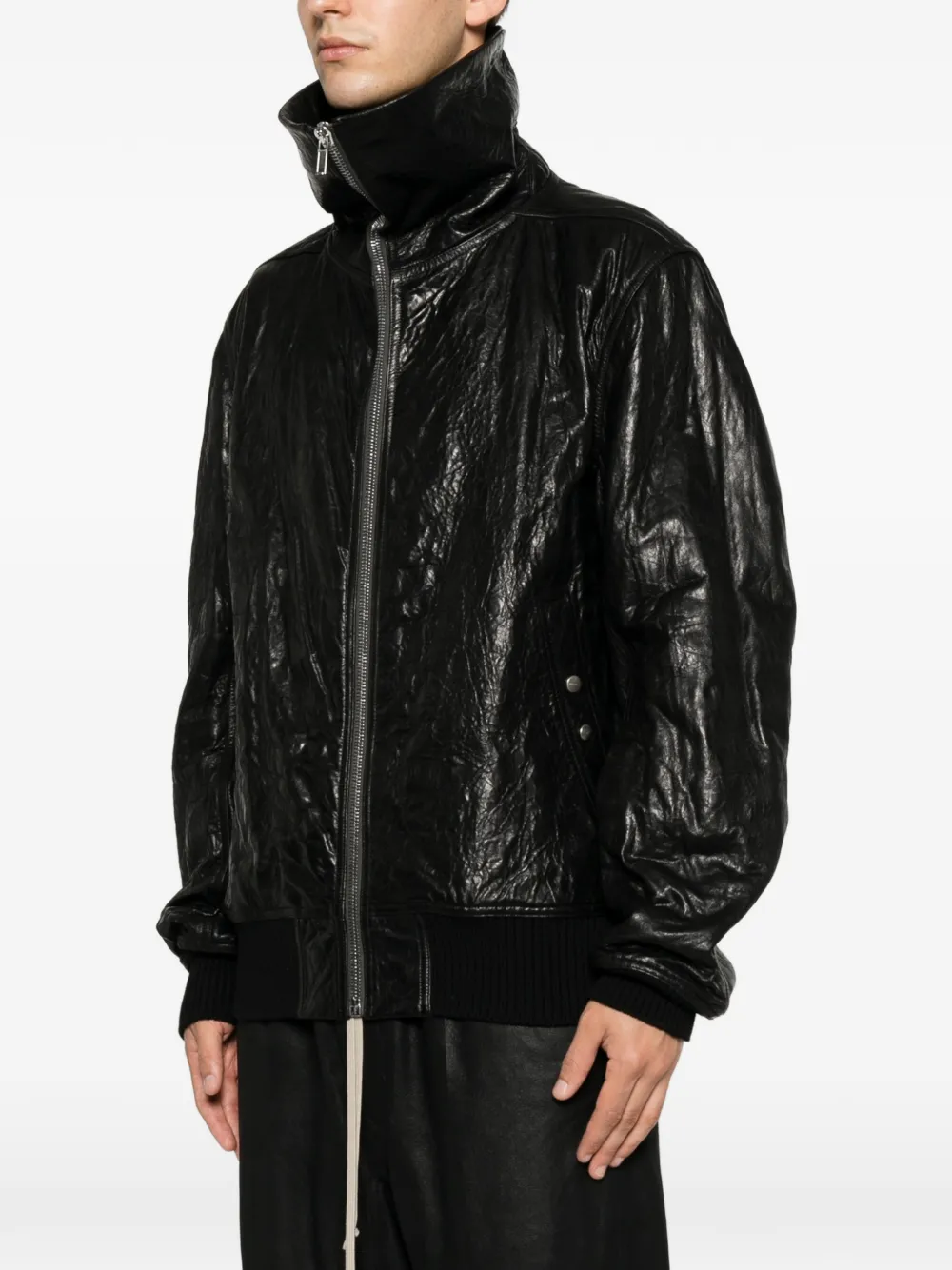 Rick Owens Tower Dracuflight van zwart bewerkt lamsleer