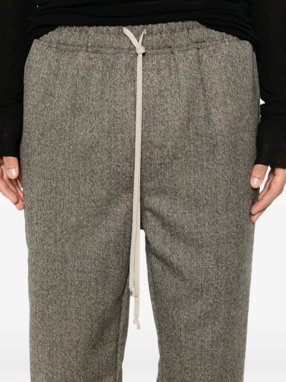 Rick Owens Tower slim-fit broek van bishu wol met trekkoord Grijs