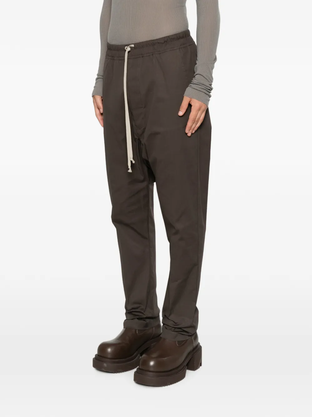 Rick Owens Broek met verlaagd kruis Bruin