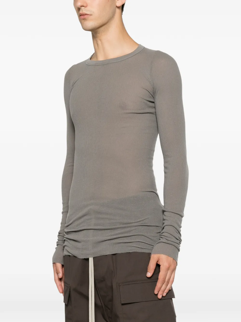 Rick Owens Tower geribbeld T-shirt met lange mouwen Grijs