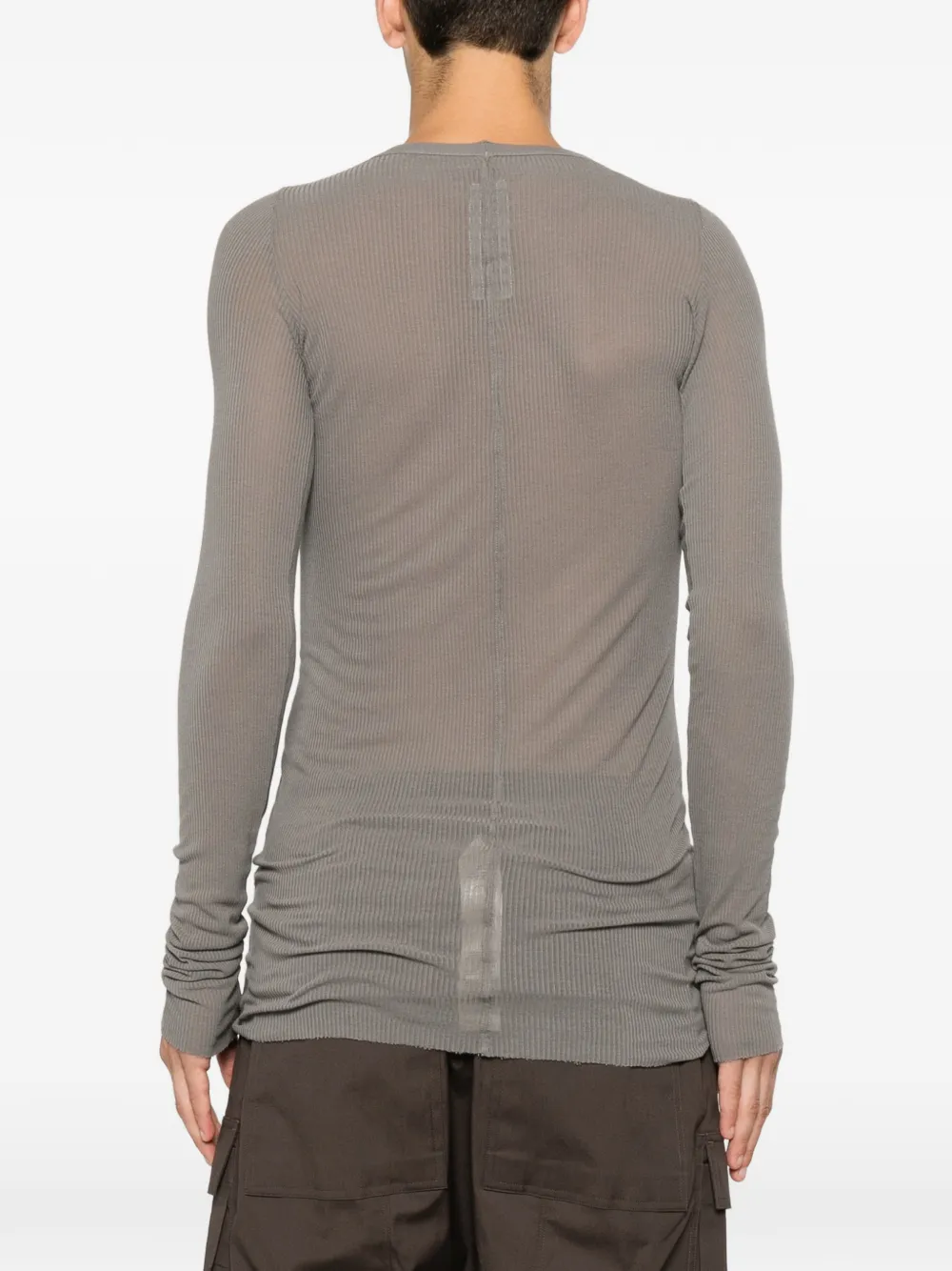 Rick Owens Tower geribbeld T-shirt met lange mouwen Grijs