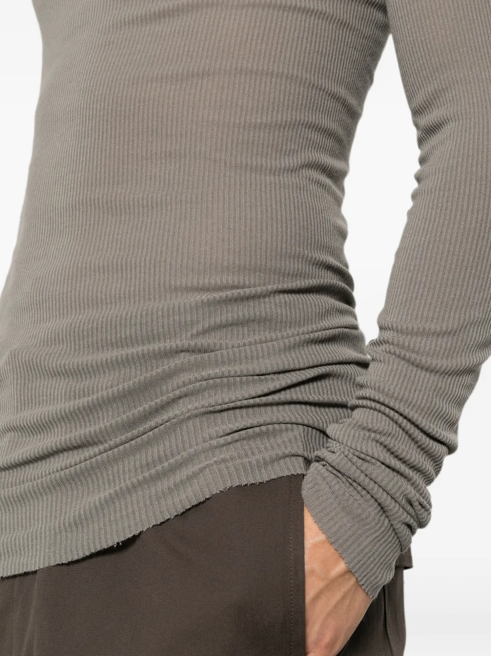 Rick Owens Tower geribbeld T-shirt met lange mouwen Grijs