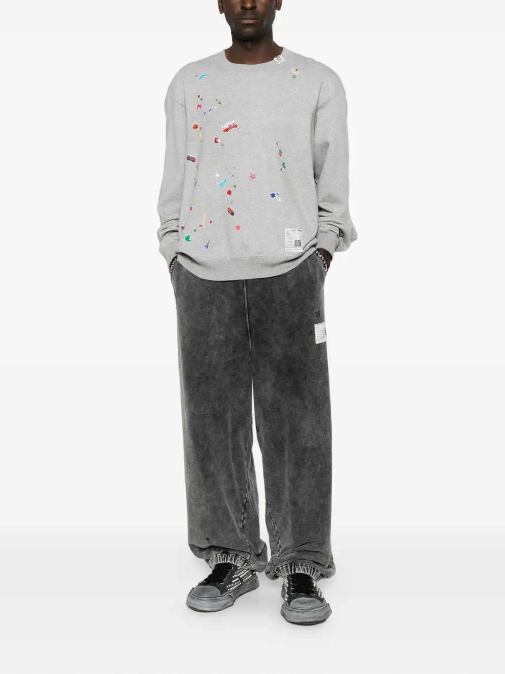 Maison MIHARA YASUHIRO sticker-print sweatshirt - Gris Maison MIHARA YASUHIRO sticker-print sweatshirt - Gris