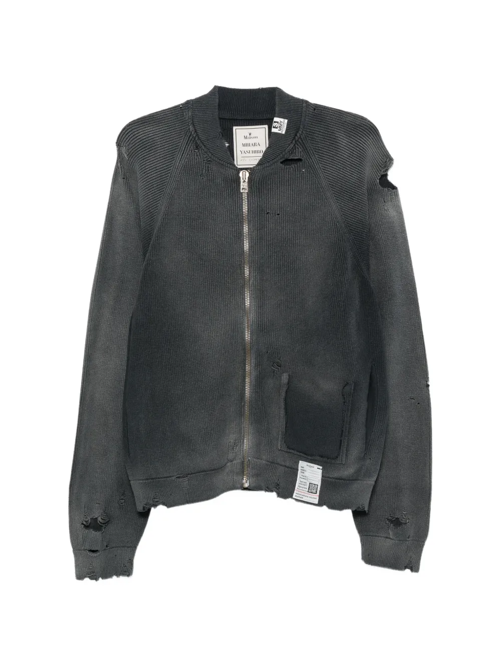 Maison MIHARA YASUHIRO sun-faded distressed cardigan - Gris