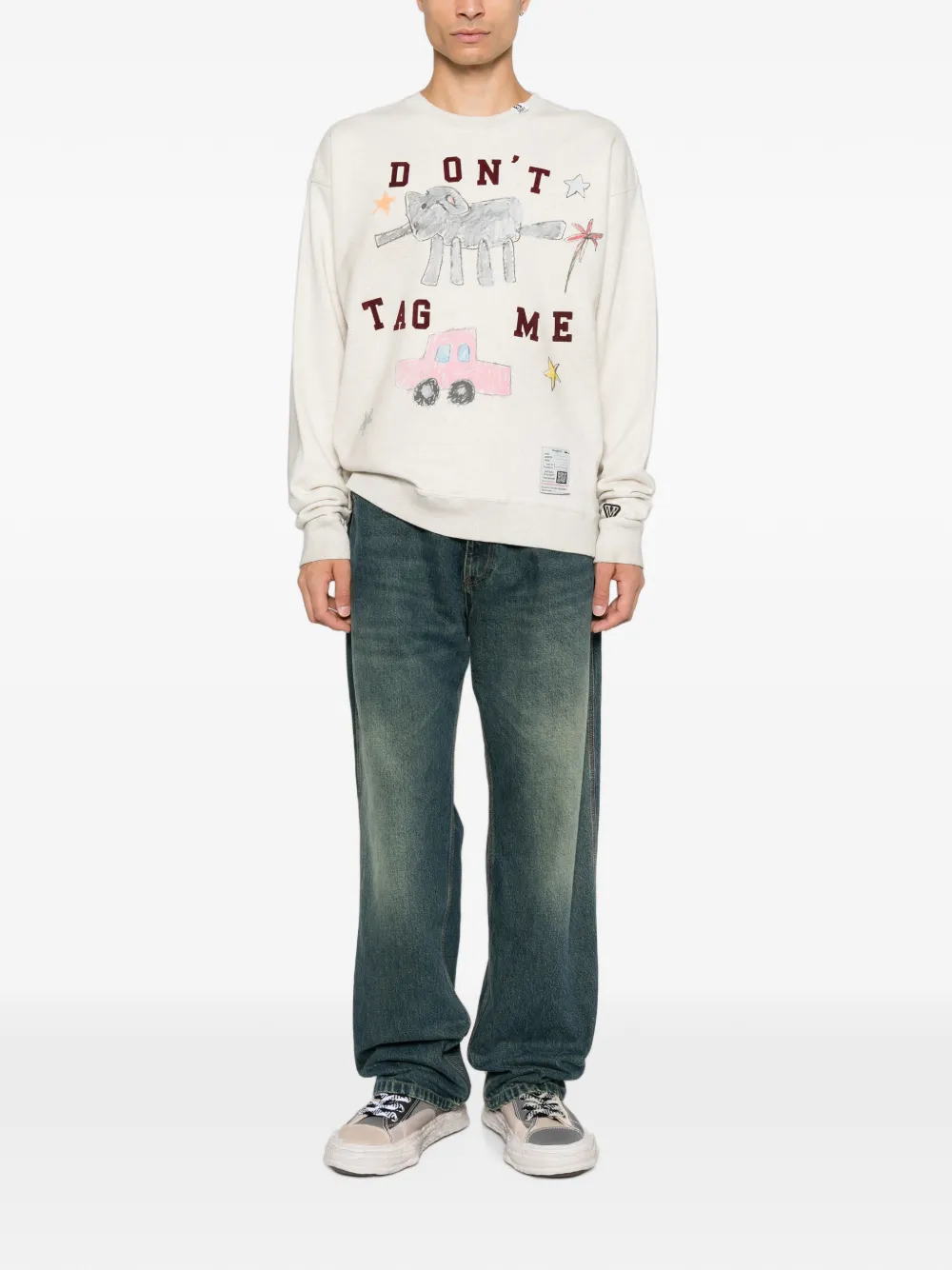 Maison MIHARA YASUHIRO Trui met doodle-print Beige