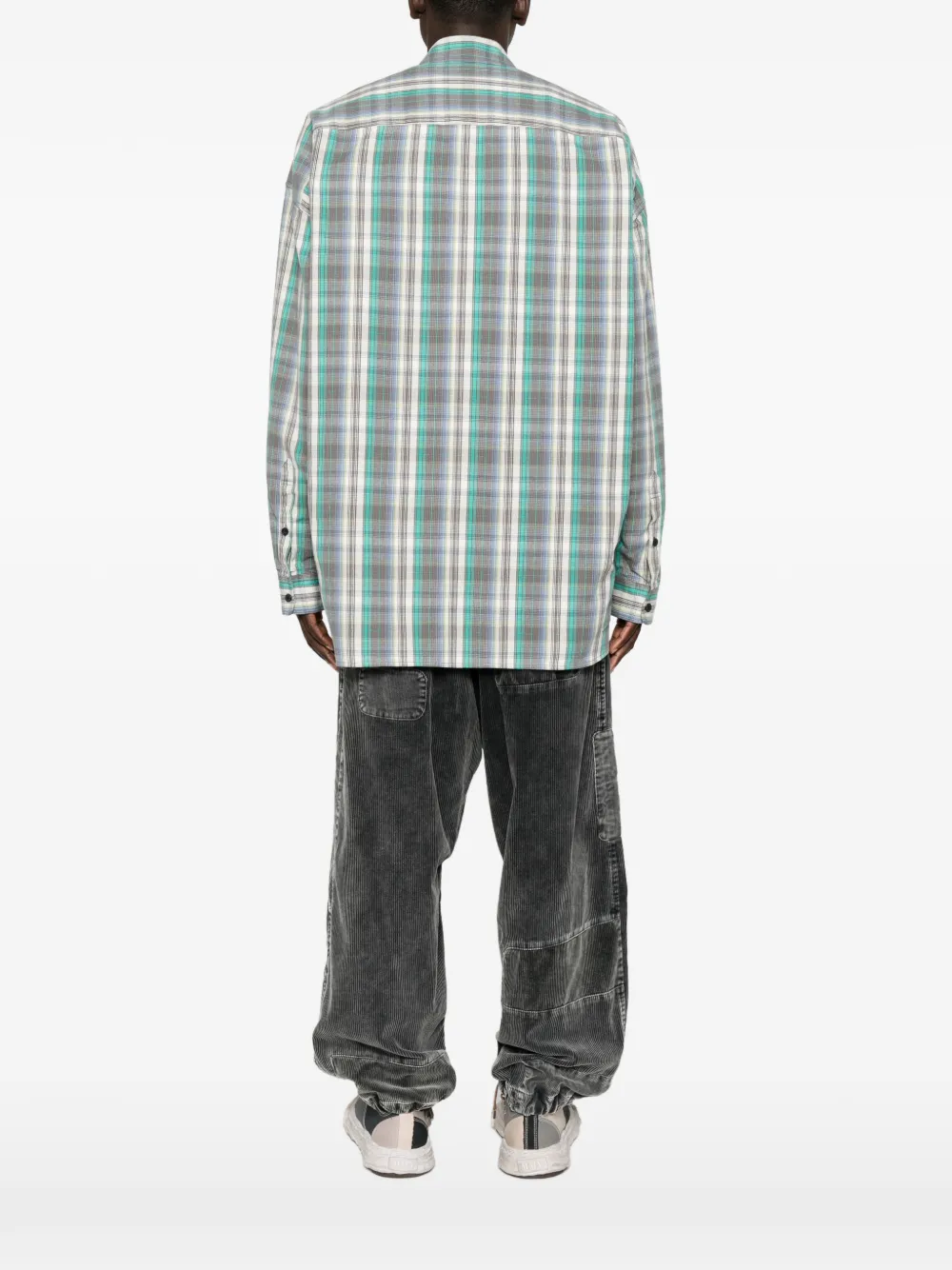 Maison MIHARA YASUHIRO check-pattern logo-patch shirt Groen