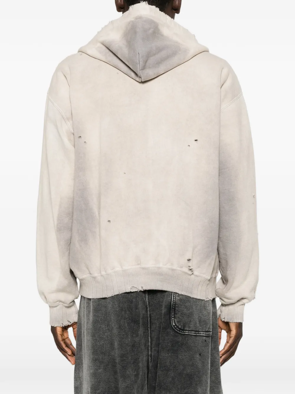 Maison MIHARA YASUHIRO Gerafelde hoodie met vervaagd effect Beige